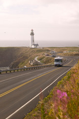 RV, Yaquina Head Lighthouse, Oregon Coast, USA