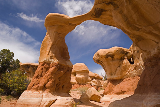 USA, Utah, Escalante Grand Staircase National Monument, Devil's Garden. View of Metate Arch. 