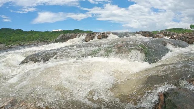Slow Motion Close up waterfalls, shot in 4k, Brazil park Chapada dos Veadeiros