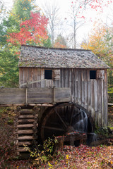 Tennessee, Great Smoky Mountains National Park, Cades Cove, Cable Mill Historic Area, John P. Cable grist mill, water wheel powered mill, sits on original site, built circa 1870