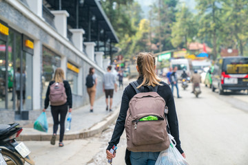 Tourists in Sapa tourism town, Lao Cai, northern Vietnam