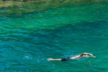 Fototapeta premium USA, Austin, Texas, Barton Springs Pool (Zilker Park), a famous spring-fed swimming hole.