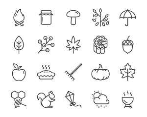 set of autumn icons, mid autumn