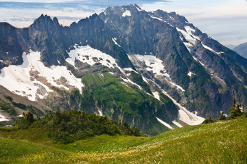 Fototapeta premium USA, Washington North Cascades National Park, Cascade Pass. View of mountain landscape. 