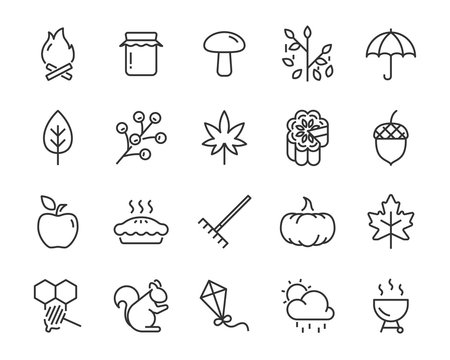 set of autumn icons, mid autumn