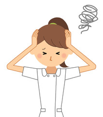 看護師　頭を抱える