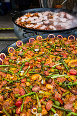 Edison, Washington State. Pans of simmering paella