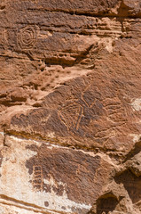 Petroglyphs rock art, Arches National Park, Utah, USA.