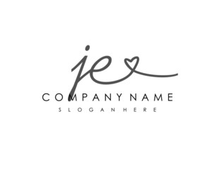 JE Initial handwriting logo vector