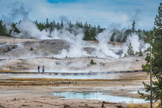 Couple Enjoying Norris Geyser Basin, Yellowstone National Park