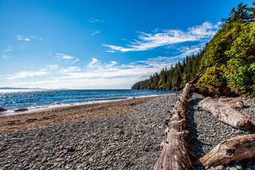 Fototapeta na wymiar Shoreline of Vancouver Island with the Strait of San Juan de Fuca in background