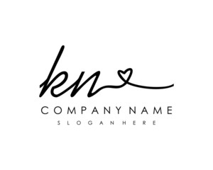 KN Initial handwriting logo vector