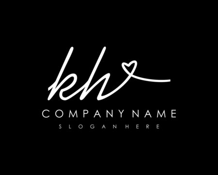 KH Initial handwriting logo vector