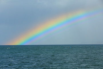 Vibrant Rainbow photographed from Brackett's Landing next to Edmonds Ferry, City of Edmonds, Washington State