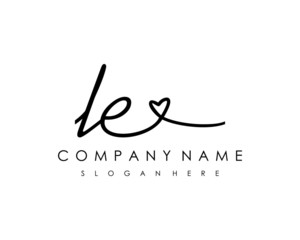 LE Initial handwriting logo vector - obrazy, fototapety, plakaty