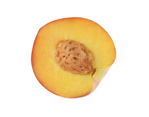 Half of sweet juicy peach on white background