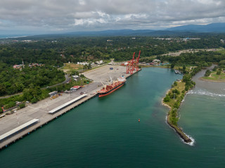 Fototapeta na wymiar Beautiful aerial view of the Moin Port in Limon Costa Rica