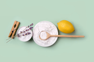 Zero waste, eco friendly home concept. Natural cosmetic product for cleaning and care. Ingredients...