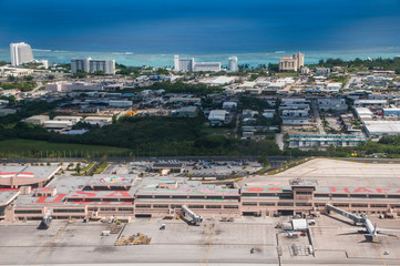 Aerial of the Airport of Guam, US Territory, Central Pacific - obrazy, fototapety, plakaty