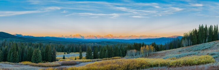 View of the Grand Teton Mountains from Togwotee Pass Overlook, Wyoming