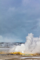 Clepsydra Geyser in winter in Yellowstone National Park, Wyoming, USA