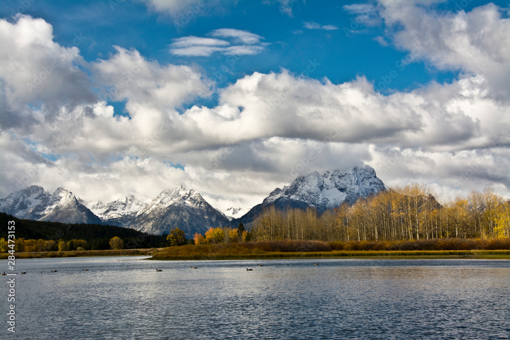 Sticker autumn, oxbow, grand teton national park, wyoming, usa