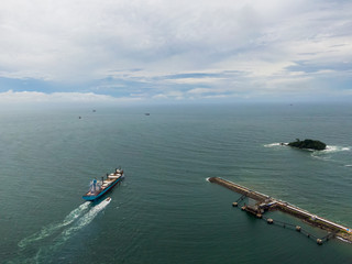 Beautiful aerial view of the Moin Port in Limon Costa Rica