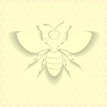 Bee honey paper cut style vector image.