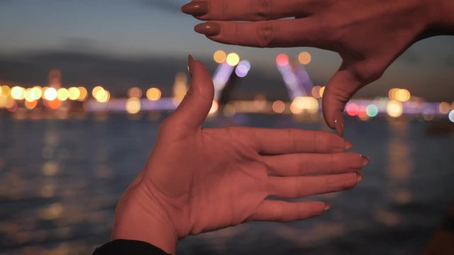 Amazing view of divorce Palace Bridge Dvortsovy over Neva River at Saint Petersburg, Russia. White nights in St. Petersburg.