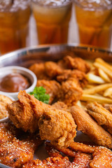 crispy fried chicken and  french fries 