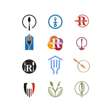 restaurant set logo template design vector