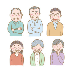 高齢者　表情　イラスト　