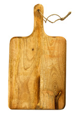 Wooden cutting board on isolate. Kitchen wooden board.