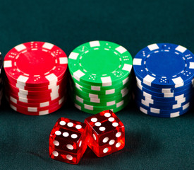 Chips and cards on casino table