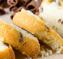 Sweet bread with raisins baked for christmas