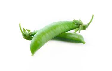 Fresh green peas isolated on a white background