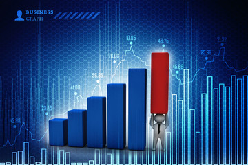 3d rendering Stock market online business concept. business Graph successful business man