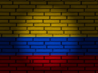 Fototapeta na wymiar Colombia flag brick wall