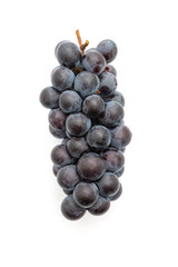 fresh black grapes on white background