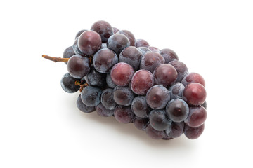 fresh black grapes on white background
