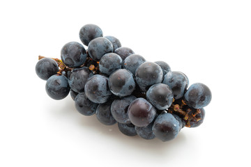 fresh black grapes on white background