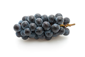 fresh black grapes on white background