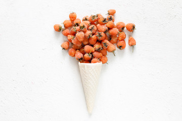 Summer berries golden raspberries,red currant on white background