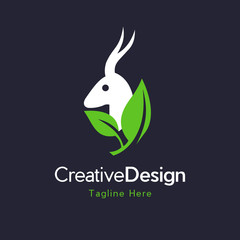 Deer Leaf Logo Design Template, nature deer leaf logo design