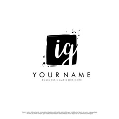 I G IG initial square logo template vector