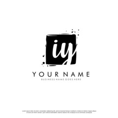 I Y IY initial square logo template vector