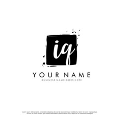 I Q IQ initial square logo template vector