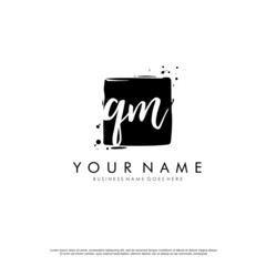 Q M QM initial square logo template vector