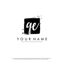 Q E QE initial square logo template vector