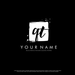Q T QT initial square logo template vector